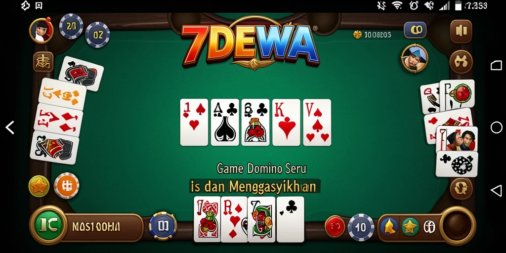 Tampilan gameplay menarik dari 7DEWA dalam mendominasi permainan domino.