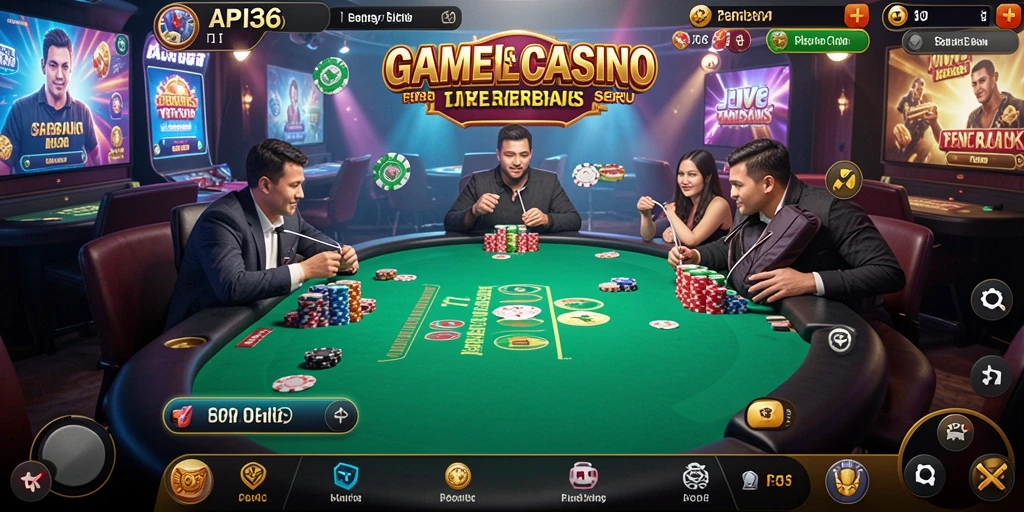 Screenshot gameplay API36 menampilkan dealer langsung dan suasana kasino yang nyata.