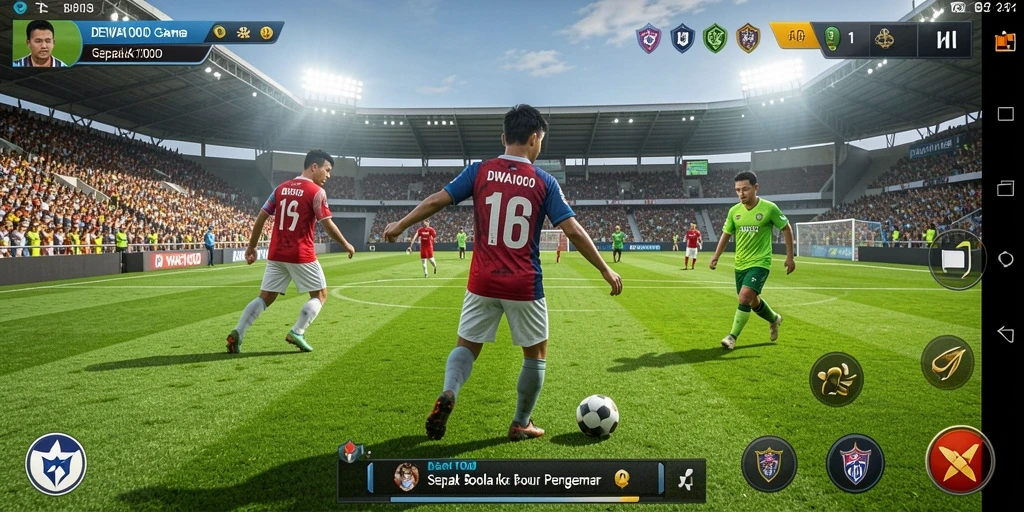 Tampilan gameplay seru dari DEWA1000 dengan aksi sepak bola yang dinamis.