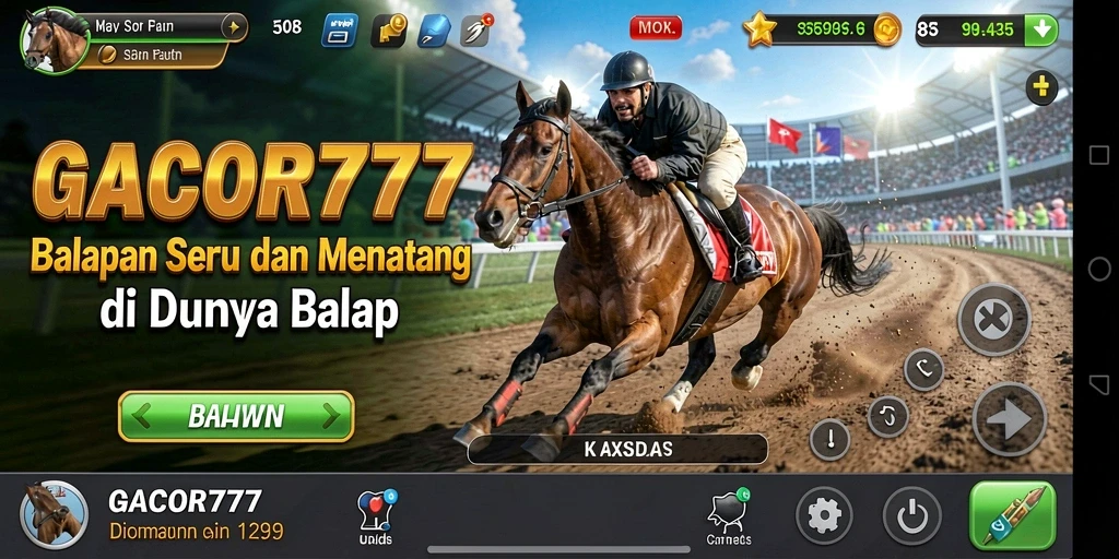 Gameplay GACOR777 dengan balapan seru di trek menarik.
