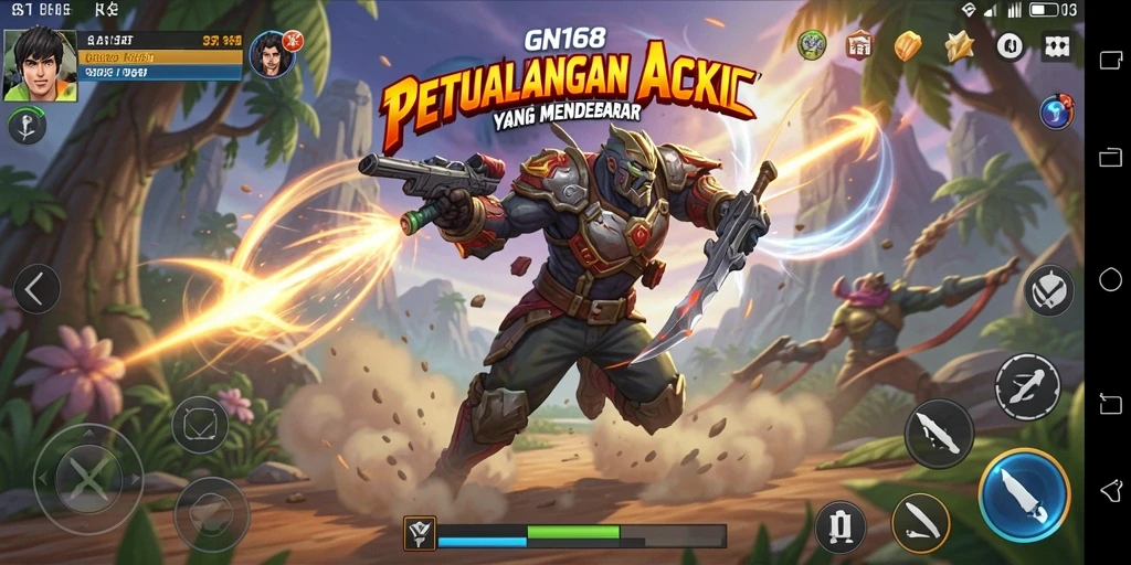 Tampilan mendebarkan dari gameplay aksi GN168.
