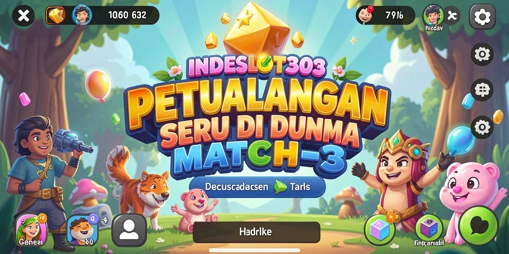 Tampilkan gameplay seru dengan elemen match-3 yang berwarna.