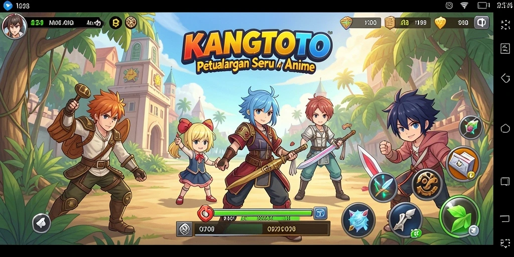 Screenshot dari gameplay KANGTOTO menampilkan aksi seru karakter Anime.