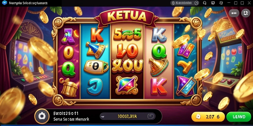 Tampilan gameplay KETUA yang mengasyikkan dengan berbagai simbol dan tema.