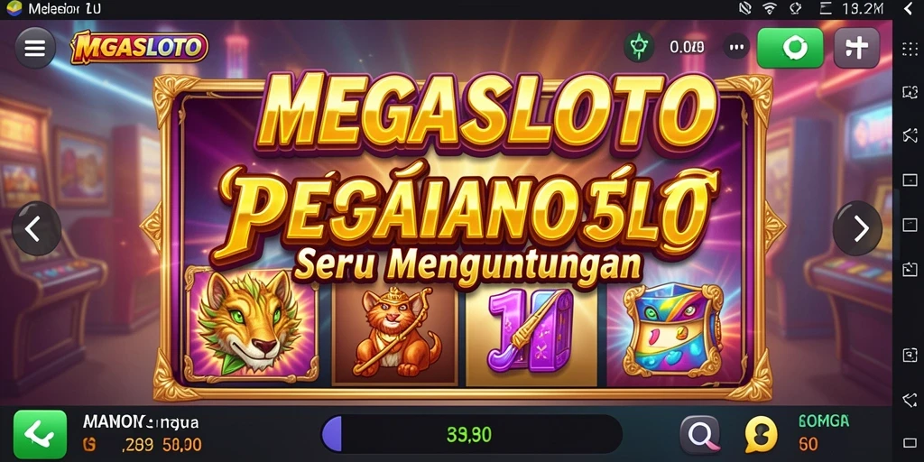 Tampilan gameplay menarik dari MEGASLOTO dengan efek visual yang memukau.