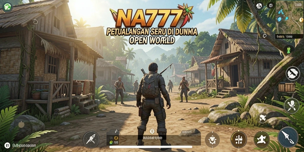 Screenshot gameplay yang menunjukkan eksplorasi dunia terbuka yang luas.