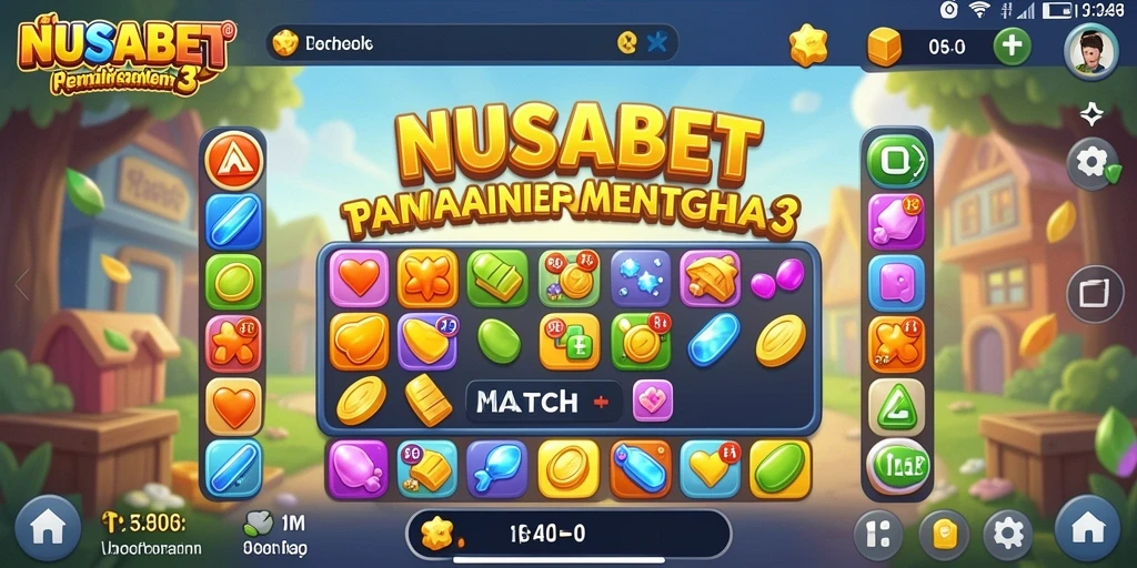 Screenshot gameplay NUSABET yang menunjukkan keseruan permainan Match-3.