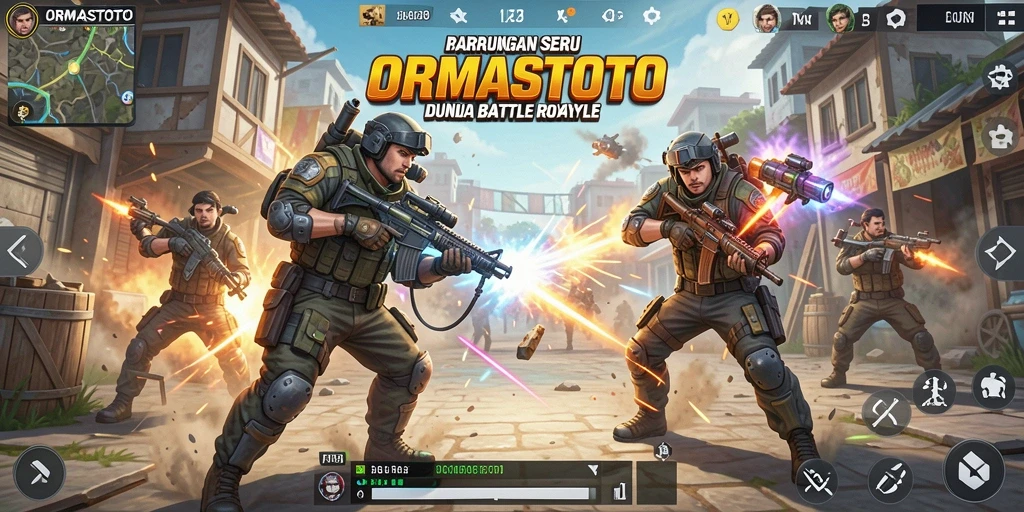 Tangkapan layar gameplay ORMASTOTO yang menampilkan pertempuran intens.