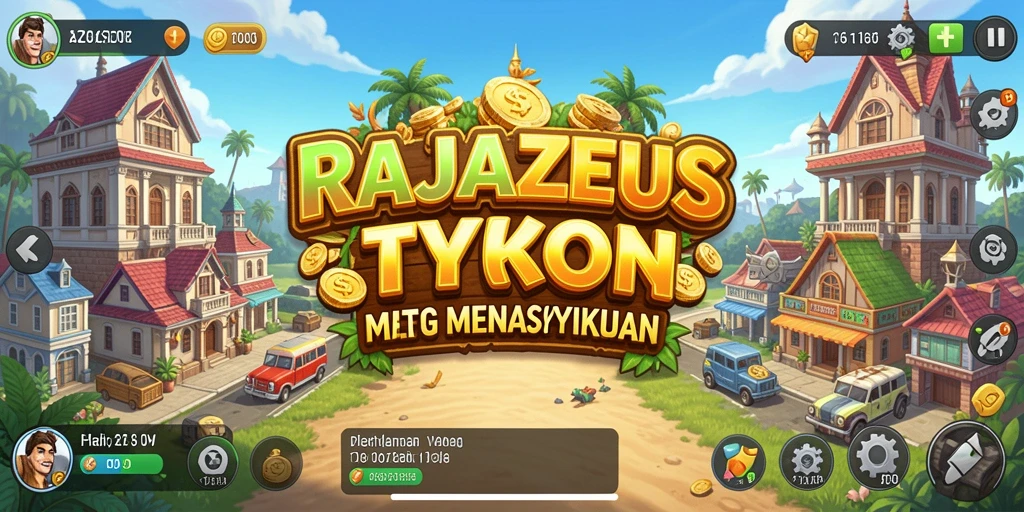 Screenshot gameplay RAJAZEUS yang menunjukkan keseruan membangun bisnis Tycoon.