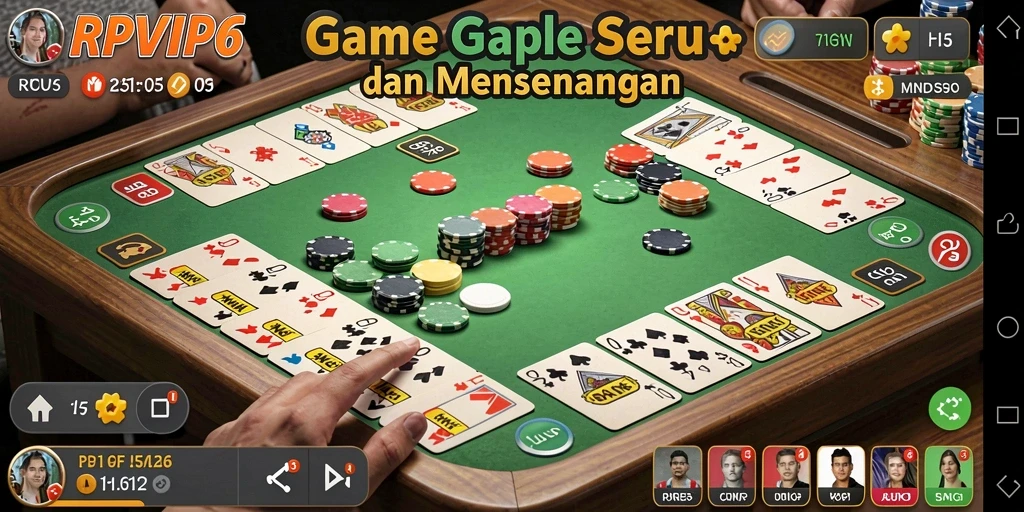 Tampilan gameplay seru RPVIP6 dalam permainan Gaple.
