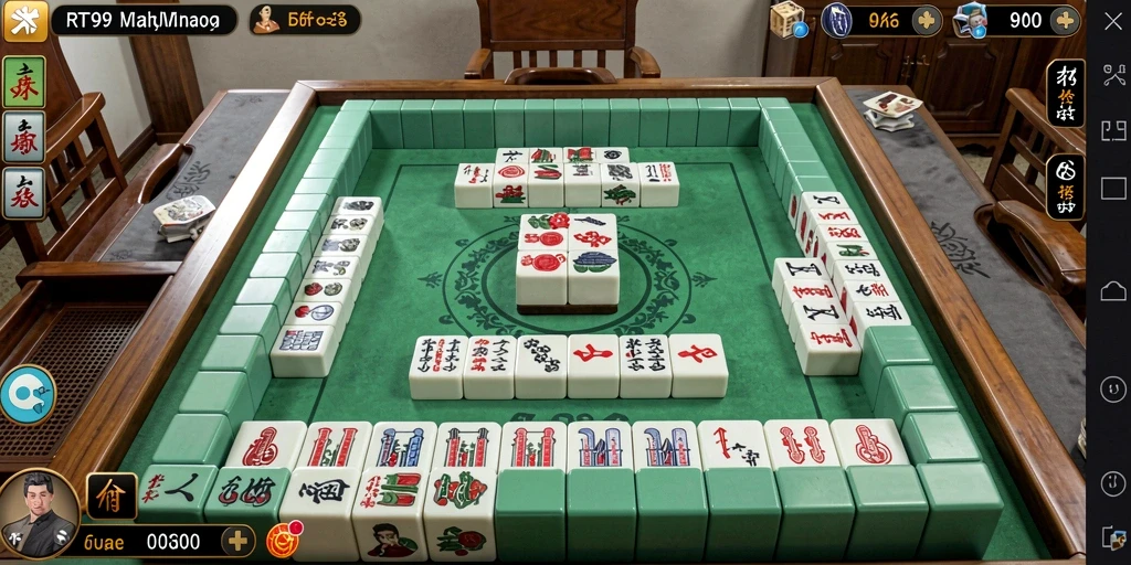 Tampilan gameplay RT99 yang mengasyikkan dan menantang dalam permainan Mahjong.