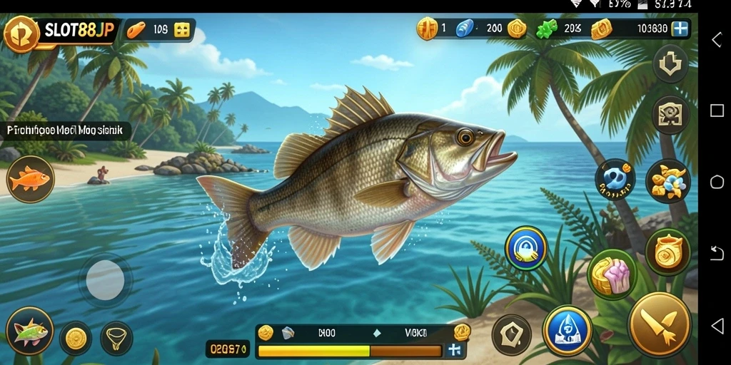 Tampilan gameplay yang seru saat memancing di SLOT88JP.