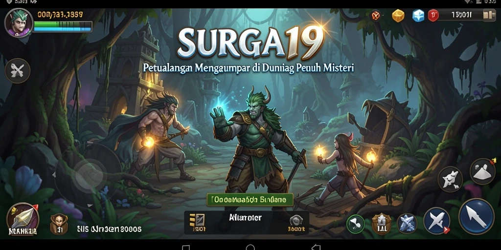 Screenshot SURGA19 menampilkan karakter menjelajahi dunia fantastis.