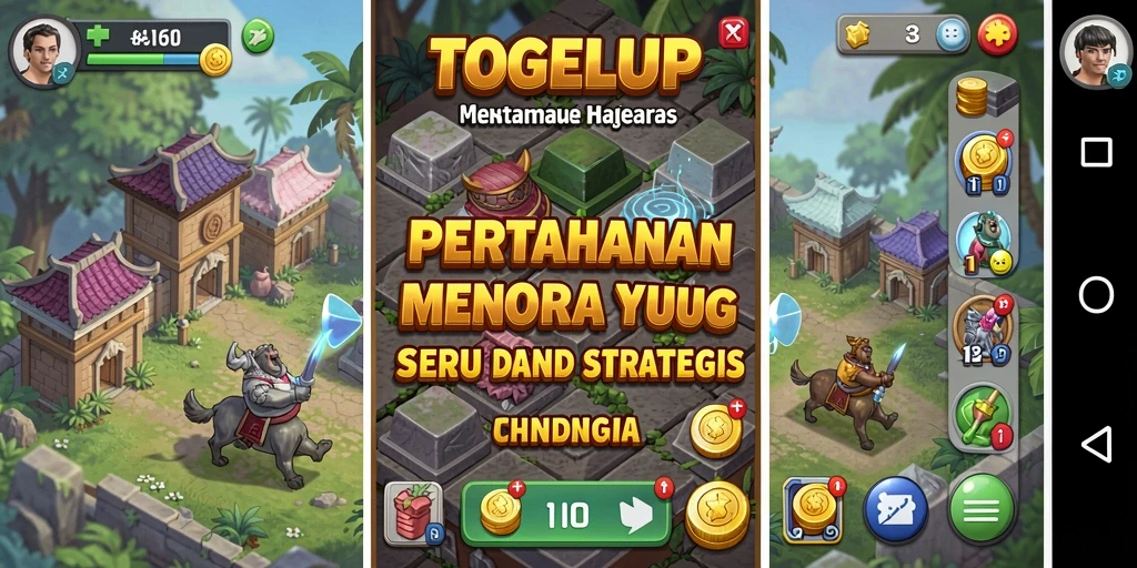 Tampilan gameplay seru dalam TOGELUP dengan menara yang strategis.