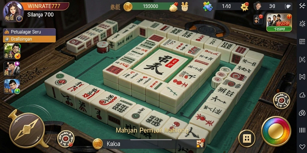 Screenshot gameplay WINRATE777 yang menampilkan pertempuran seru Mahjong.